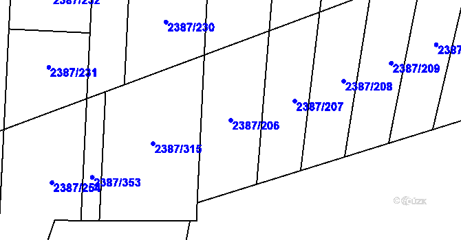 Parcela st. 2387/206 v KÚ Sadská, Katastrální mapa