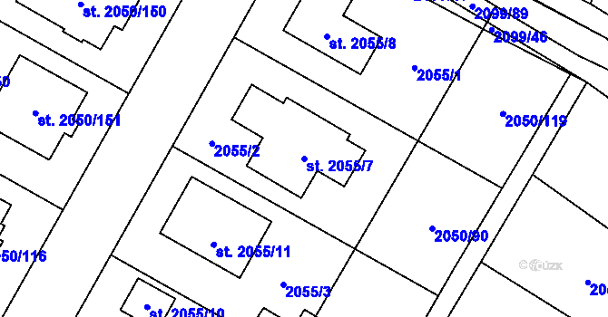 Parcela st. 2055/7 v KÚ Sadská, Katastrální mapa