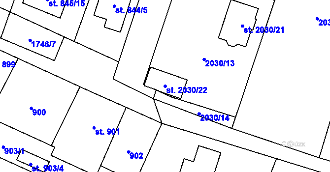 Parcela st. 2030/22 v KÚ Sadská, Katastrální mapa