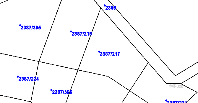 Parcela st. 2387/217 v KÚ Sadská, Katastrální mapa