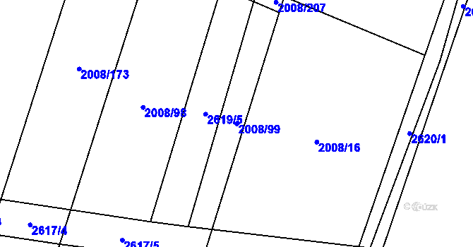 Parcela st. 2008/99 v KÚ Sadská, Katastrální mapa
