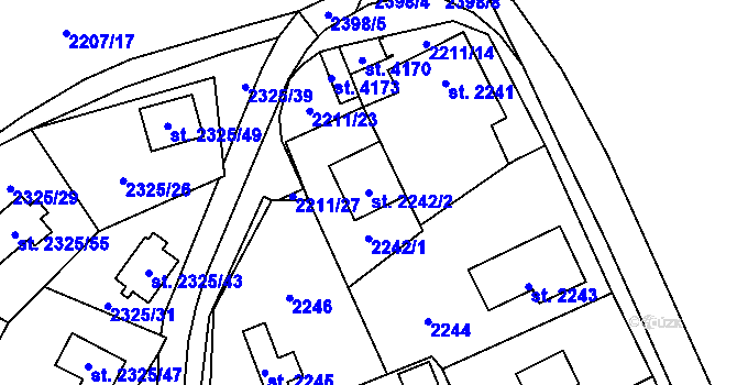 Parcela st. 2242/2 v KÚ Sadská, Katastrální mapa