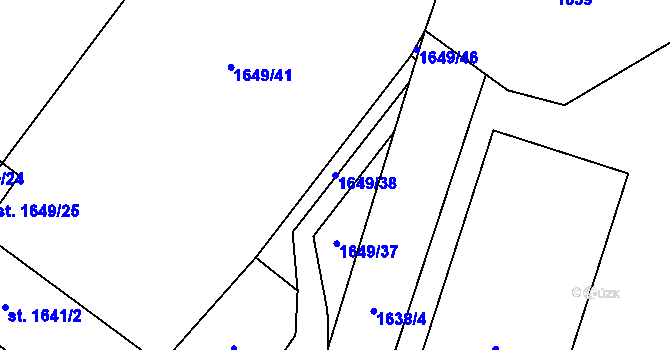 Parcela st. 1649/38 v KÚ Sadská, Katastrální mapa