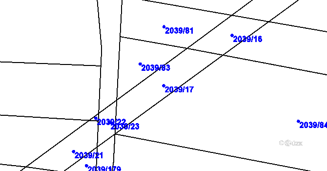 Parcela st. 2039/17 v KÚ Sadská, Katastrální mapa