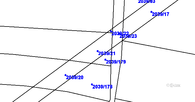 Parcela st. 2039/21 v KÚ Sadská, Katastrální mapa