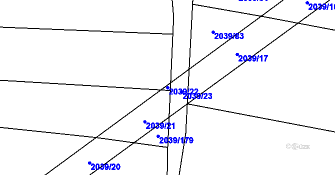 Parcela st. 2039/22 v KÚ Sadská, Katastrální mapa