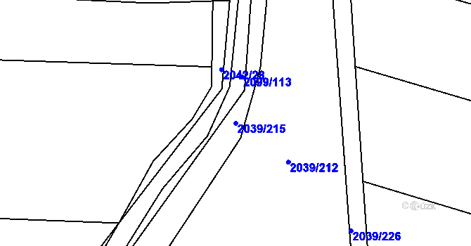 Parcela st. 2039/215 v KÚ Sadská, Katastrální mapa