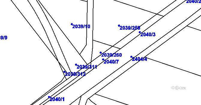 Parcela st. 2039/260 v KÚ Sadská, Katastrální mapa