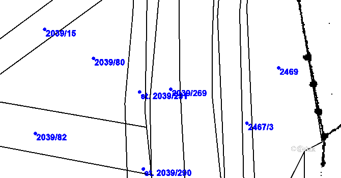 Parcela st. 2039/269 v KÚ Sadská, Katastrální mapa