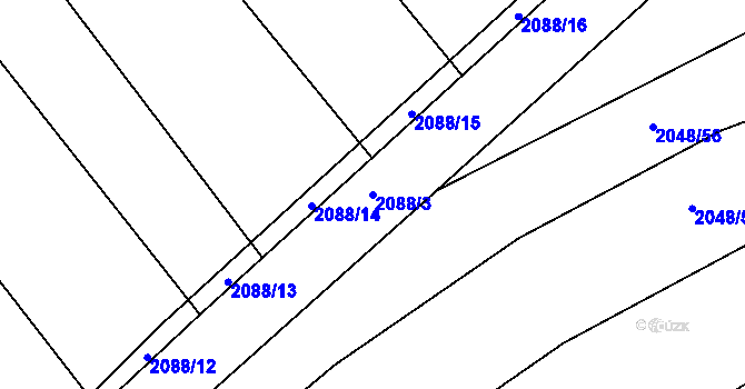 Parcela st. 2088/3 v KÚ Sadská, Katastrální mapa
