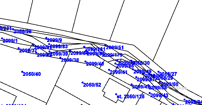 Parcela st. 2099/179 v KÚ Sadská, Katastrální mapa