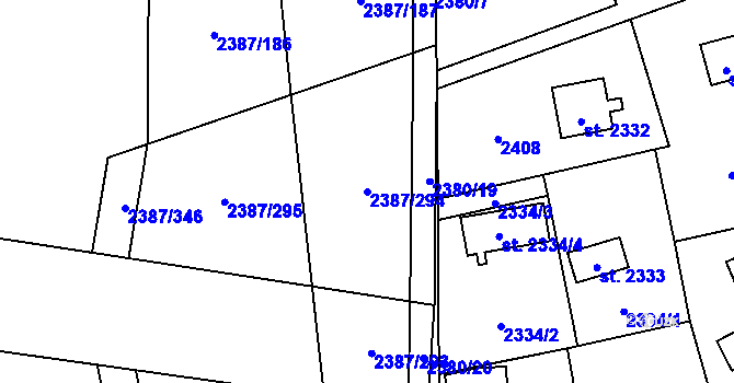 Parcela st. 2387/294 v KÚ Sadská, Katastrální mapa