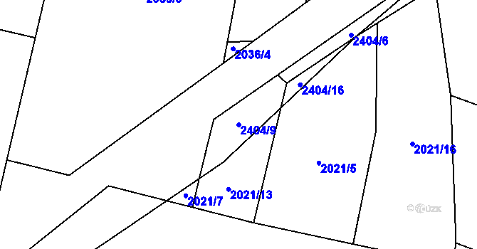 Parcela st. 2404/9 v KÚ Sadská, Katastrální mapa