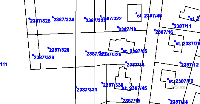 Parcela st. 2387/326 v KÚ Sadská, Katastrální mapa