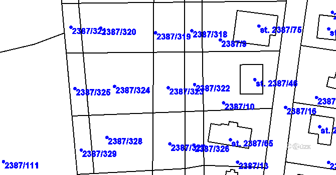 Parcela st. 2387/323 v KÚ Sadská, Katastrální mapa