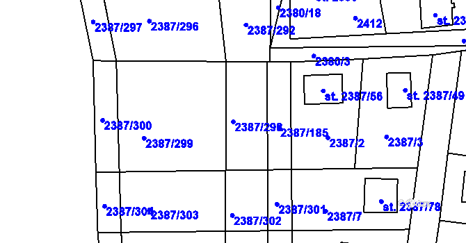 Parcela st. 2387/298 v KÚ Sadská, Katastrální mapa