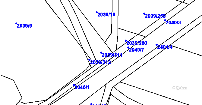 Parcela st. 2039/311 v KÚ Sadská, Katastrální mapa