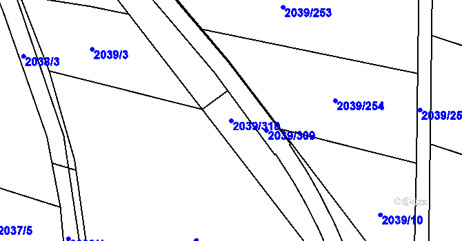 Parcela st. 2039/310 v KÚ Sadská, Katastrální mapa