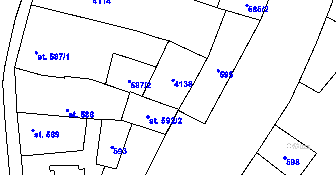 Parcela st. 587/2 v KÚ Sadská, Katastrální mapa