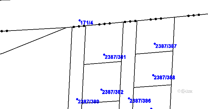 Parcela st. 2387/381 v KÚ Sadská, Katastrální mapa