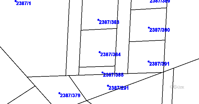 Parcela st. 2387/384 v KÚ Sadská, Katastrální mapa
