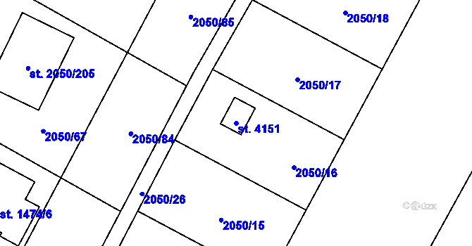 Parcela st. 4151 v KÚ Sadská, Katastrální mapa