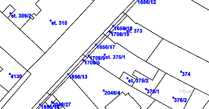 Parcela st. 375/1 v KÚ Sadská, Katastrální mapa