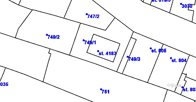 Parcela st. 4183 v KÚ Sadská, Katastrální mapa