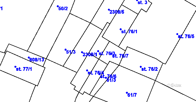 Parcela st. 76/3 v KÚ Salačova Lhota, Katastrální mapa