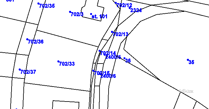 Parcela st. 2400/5 v KÚ Salačova Lhota, Katastrální mapa