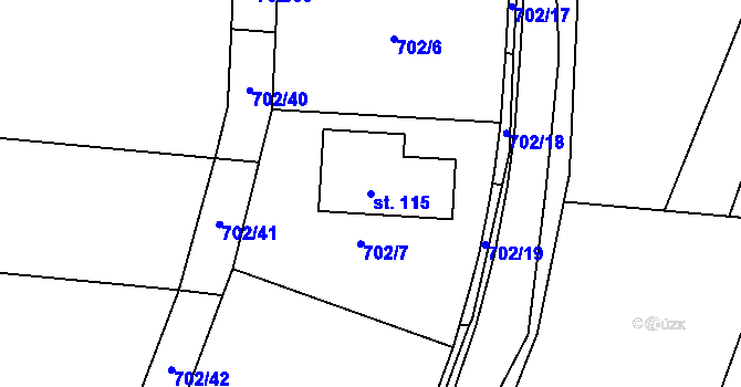 Parcela st. 115 v KÚ Salačova Lhota, Katastrální mapa