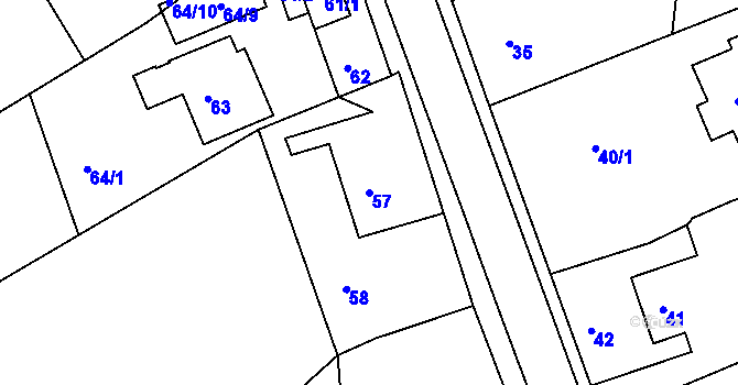 Parcela st. 57 v KÚ Salaš u Zlína, Katastrální mapa