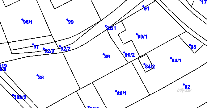 Parcela st. 89 v KÚ Salaš u Zlína, Katastrální mapa