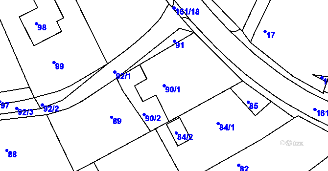 Parcela st. 90/1 v KÚ Salaš u Zlína, Katastrální mapa