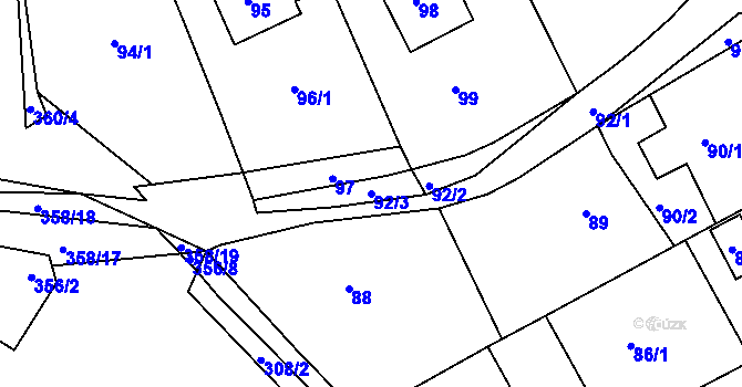 Parcela st. 92/3 v KÚ Salaš u Zlína, Katastrální mapa