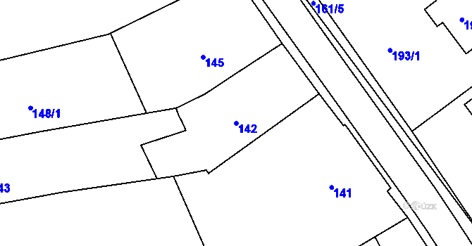 Parcela st. 142 v KÚ Salaš u Zlína, Katastrální mapa