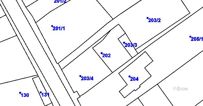 Parcela st. 202 v KÚ Salaš u Zlína, Katastrální mapa