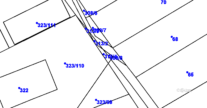 Parcela st. 313/4 v KÚ Salaš u Zlína, Katastrální mapa
