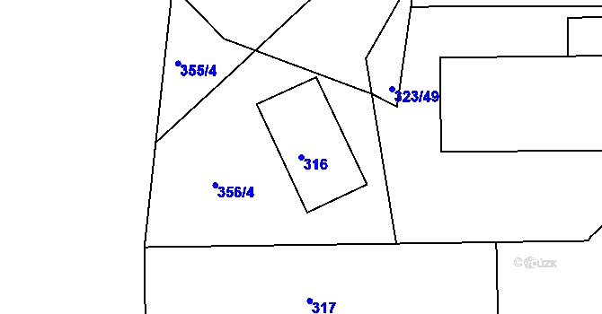 Parcela st. 316 v KÚ Salaš u Zlína, Katastrální mapa