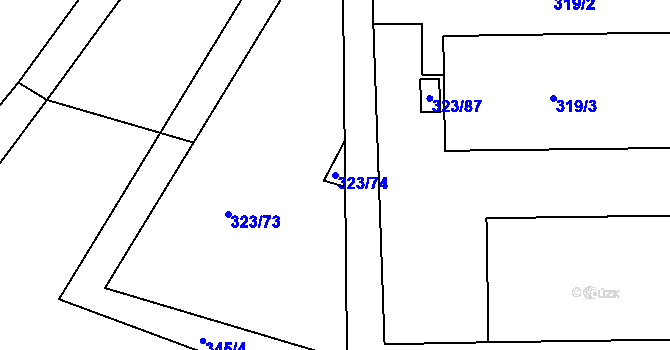 Parcela st. 323/74 v KÚ Salaš u Zlína, Katastrální mapa