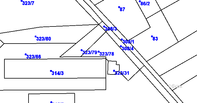 Parcela st. 323/78 v KÚ Salaš u Zlína, Katastrální mapa