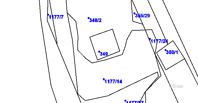 Parcela st. 349 v KÚ Salaš u Zlína, Katastrální mapa