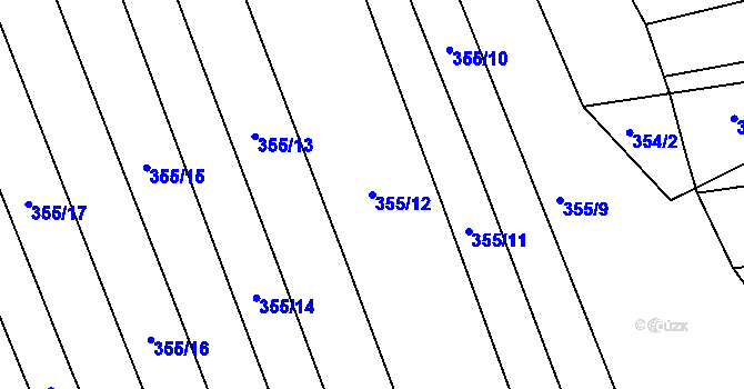 Parcela st. 355/12 v KÚ Salaš u Zlína, Katastrální mapa