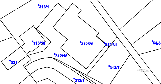 Parcela st. 312/26 v KÚ Salaš u Zlína, Katastrální mapa