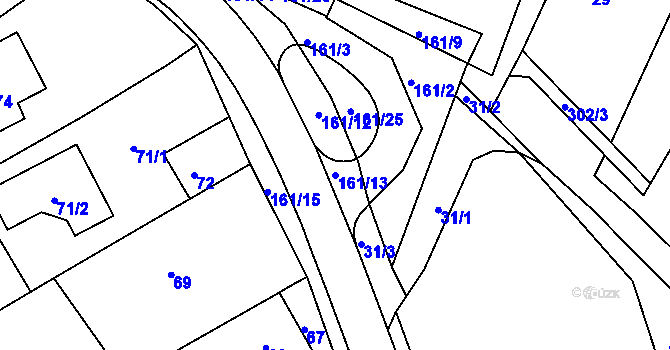 Parcela st. 161/13 v KÚ Salaš u Zlína, Katastrální mapa