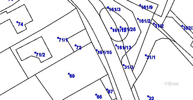 Parcela st. 161/15 v KÚ Salaš u Zlína, Katastrální mapa