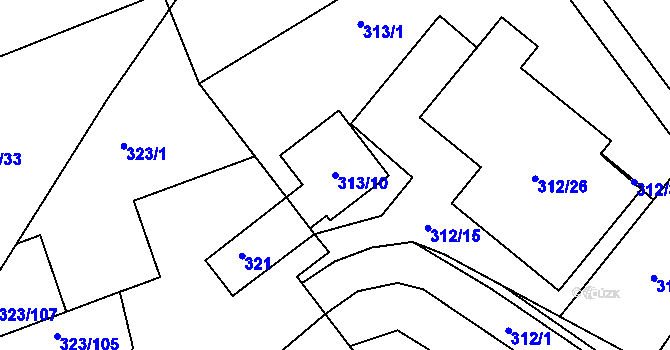 Parcela st. 313/10 v KÚ Salaš u Zlína, Katastrální mapa