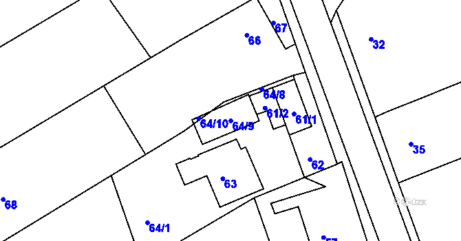Parcela st. 64/9 v KÚ Salaš u Zlína, Katastrální mapa