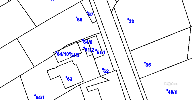 Parcela st. 61/1 v KÚ Salaš u Zlína, Katastrální mapa