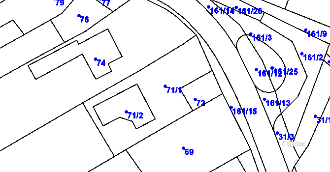 Parcela st. 71/1 v KÚ Salaš u Zlína, Katastrální mapa